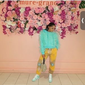 ALYSSE NYC Blue Ostrich Hoodie